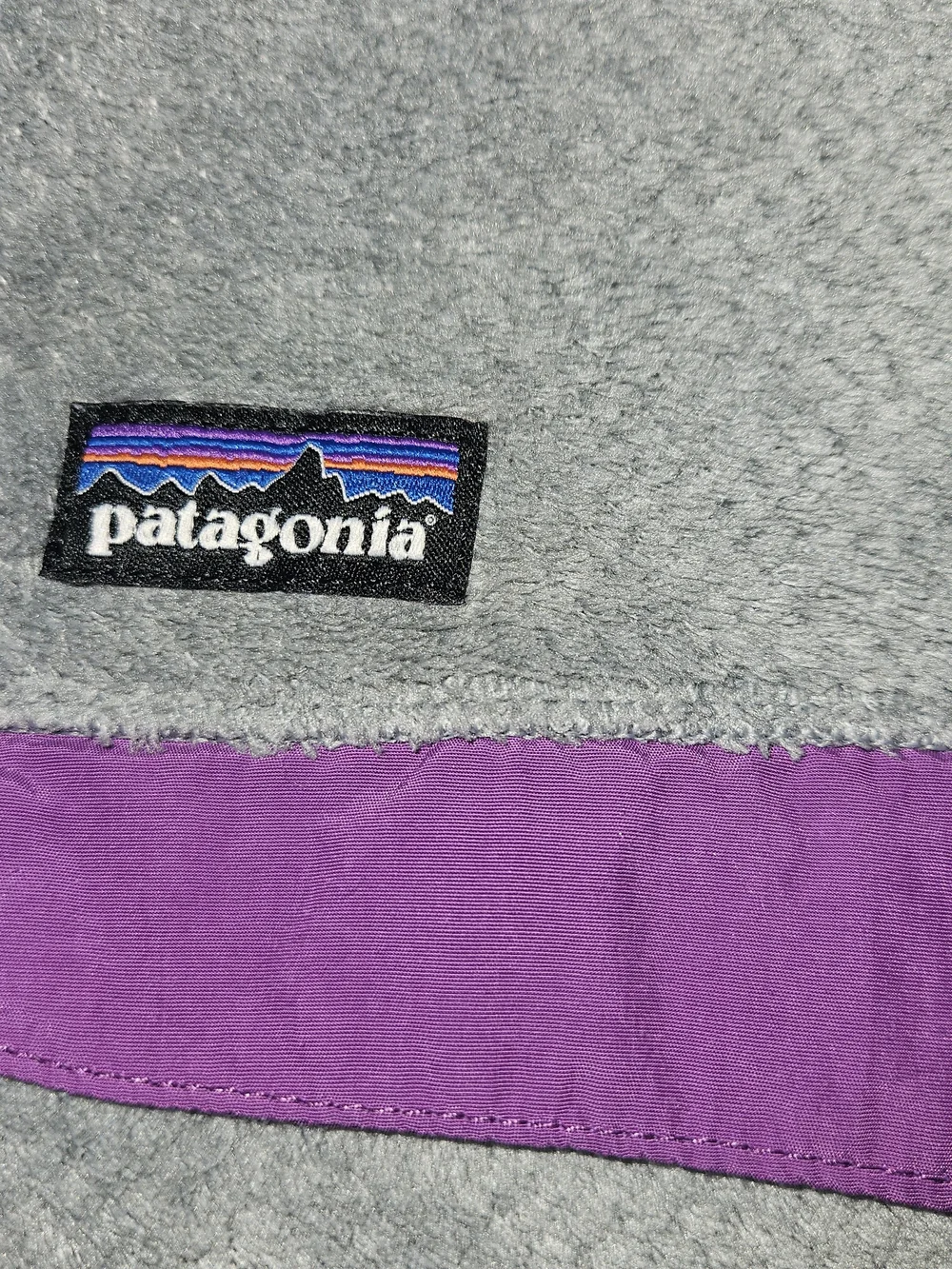 Patagonia Gray Fleece Pullover with Purple Trim
